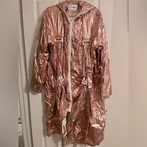 Plus Size RoseGold foiled long windbreaker